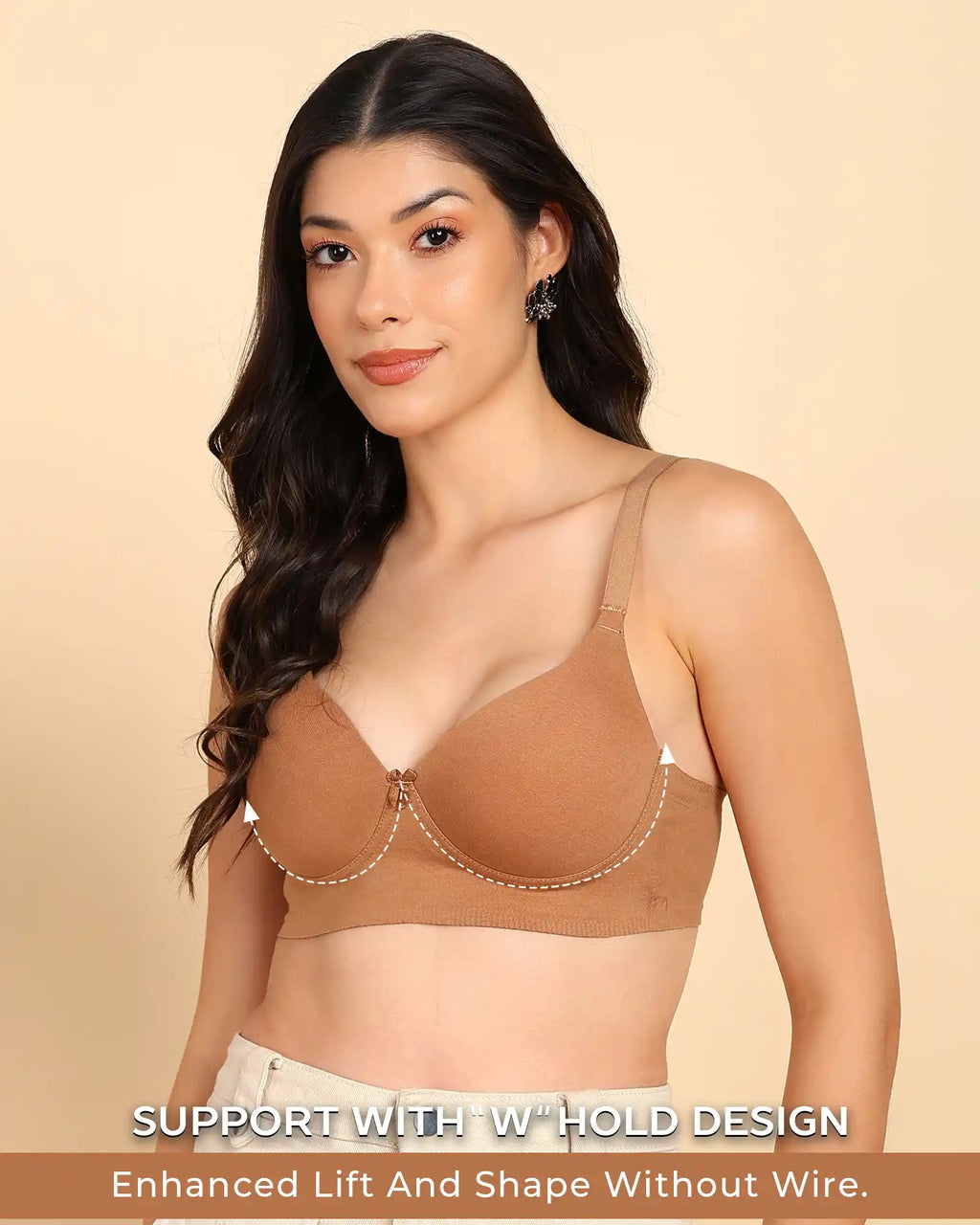 Swanz  Bonded Breathable Cotton Push-Up 3/4-Coverage Maximiser Bra (Level 2 Padding) (SB-97015)