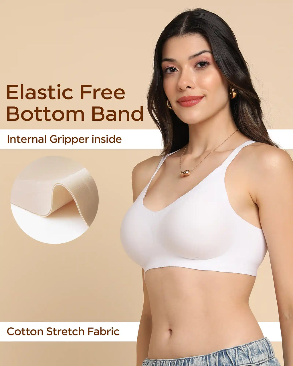 Swanz  Bonded Breathable Cotton Padded Full-Coverage Bra (SB-938-White)