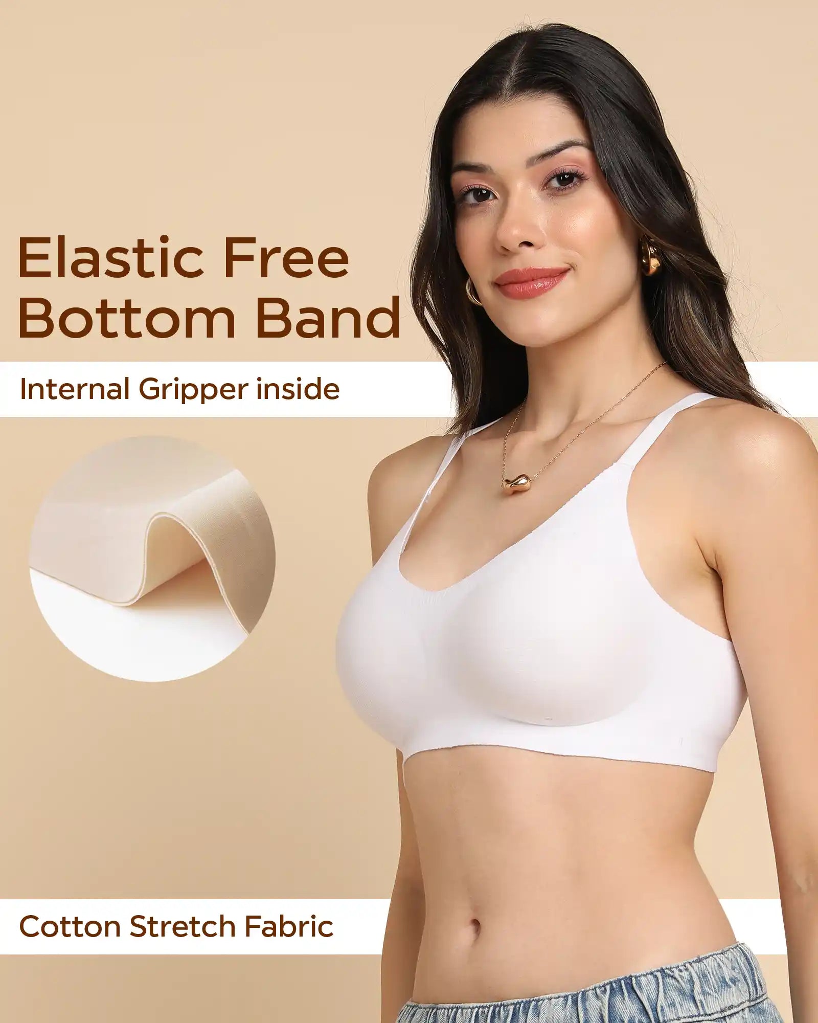 Swanz  Bonded Breathable Cotton Padded Full-Coverage Bra (SB-938-White)