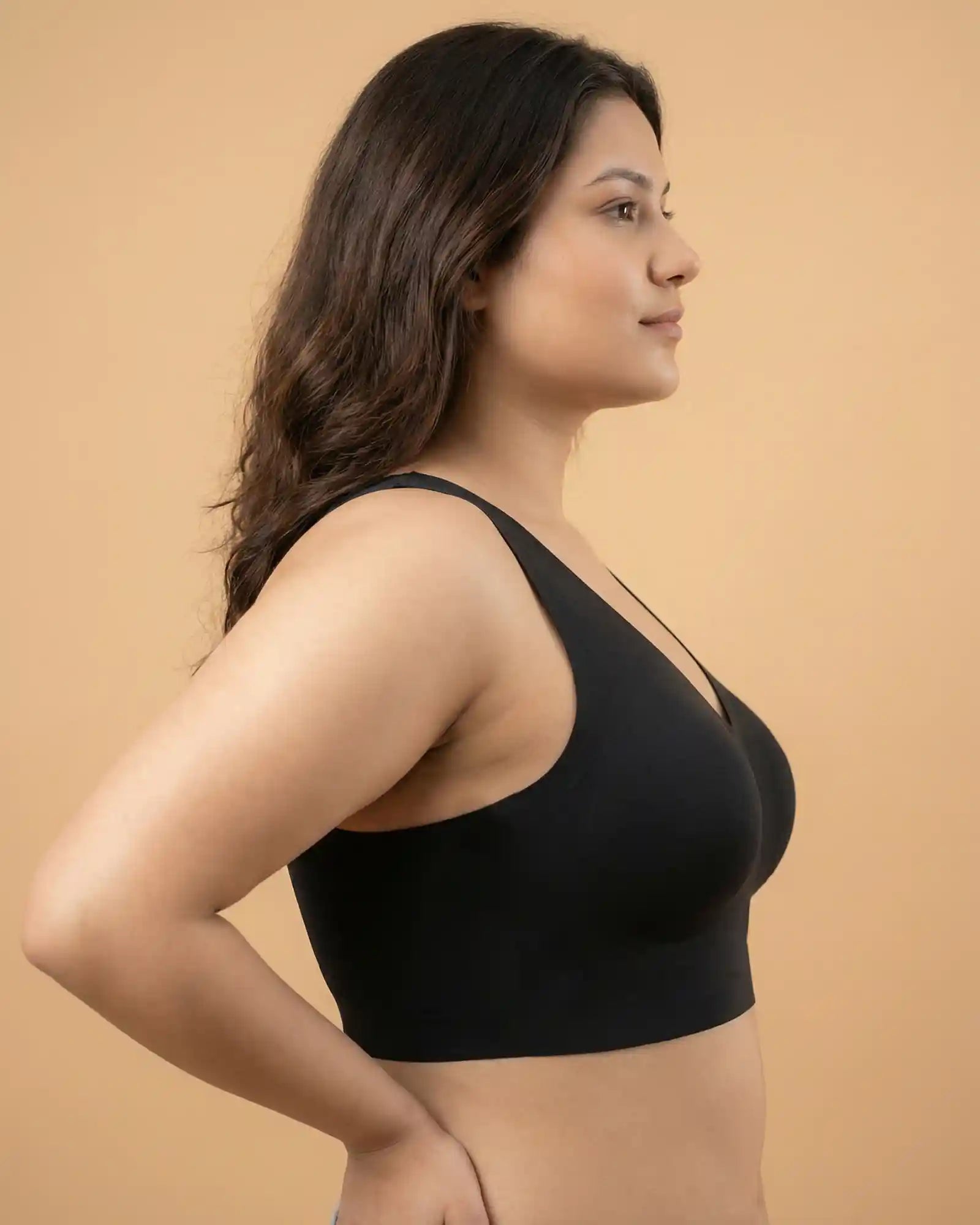 Cotton Non-Padded Full Coverage Bonded Bra (SB-935-Black)