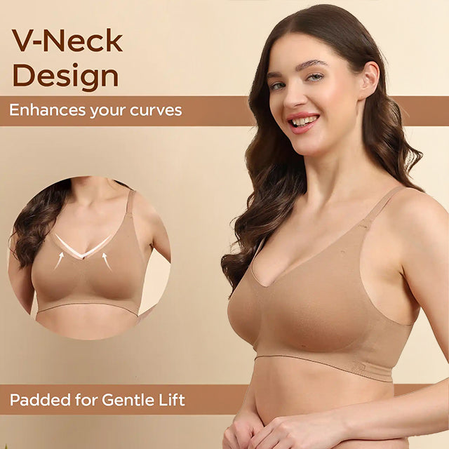Swanz  Bonded Breathable Cotton Padded Full-Coverage Bra (SB-938)
