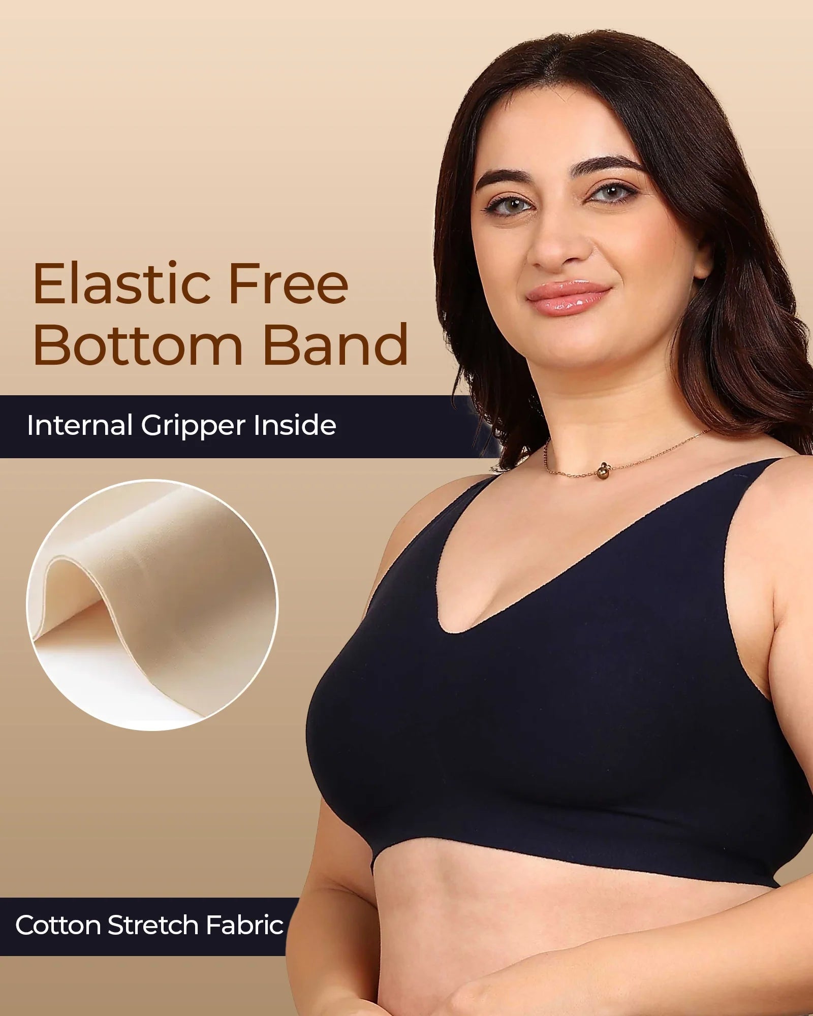 Swanz  Bonded Breathable Cotton Non-Padded Full-Coverage Bra with Hidden Concealer (SB-935)