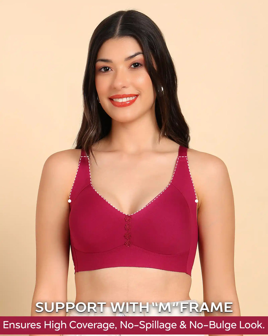 Swanz  Bonded Breathable Cotton Plus-Size Non-Padded M-Frame Minimiser with Hidden Concealer (SB-9303)