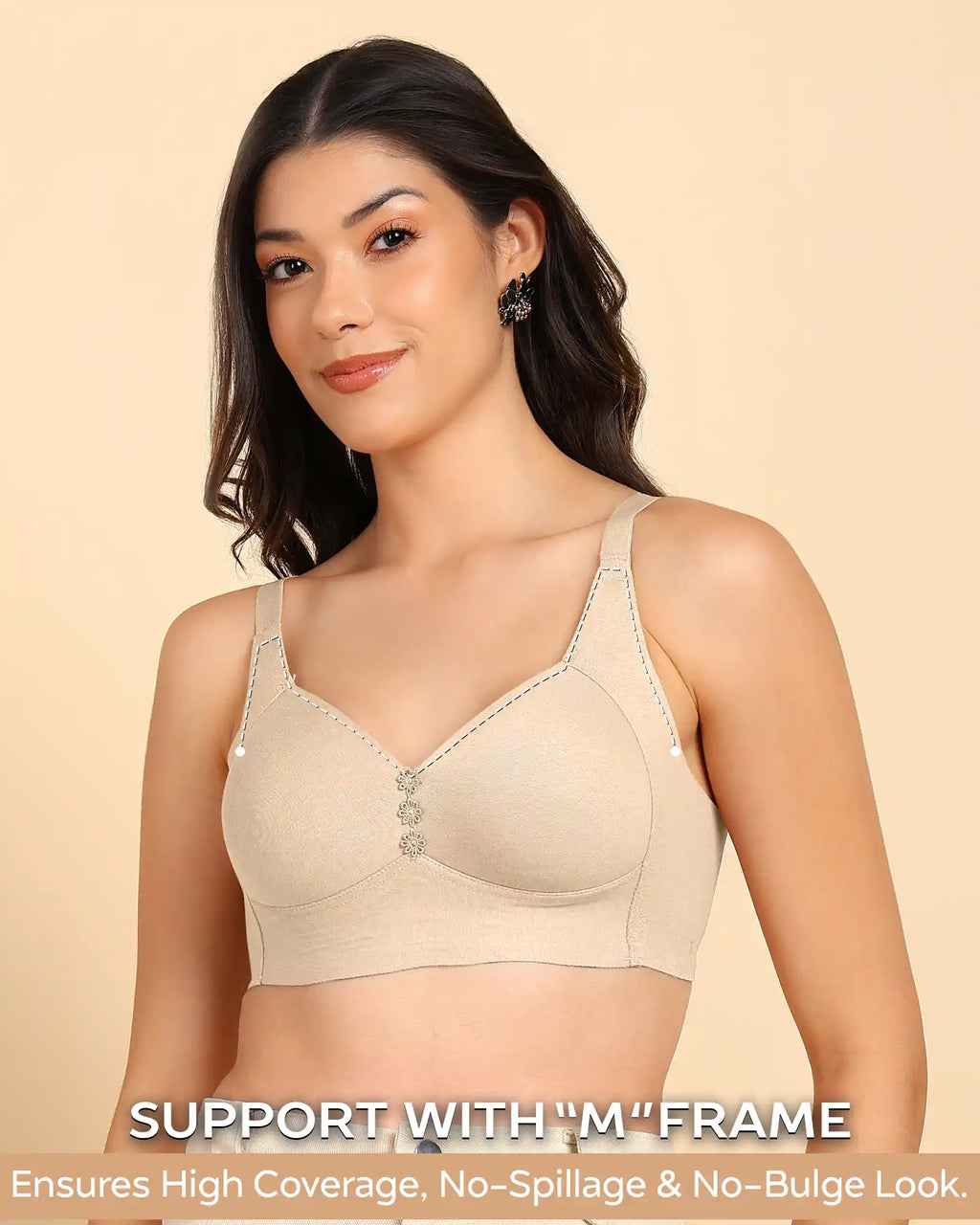 Swanz  Bonded Breathable Cotton Plus-Size Padded M-Frame Minimiser (SB-9203)