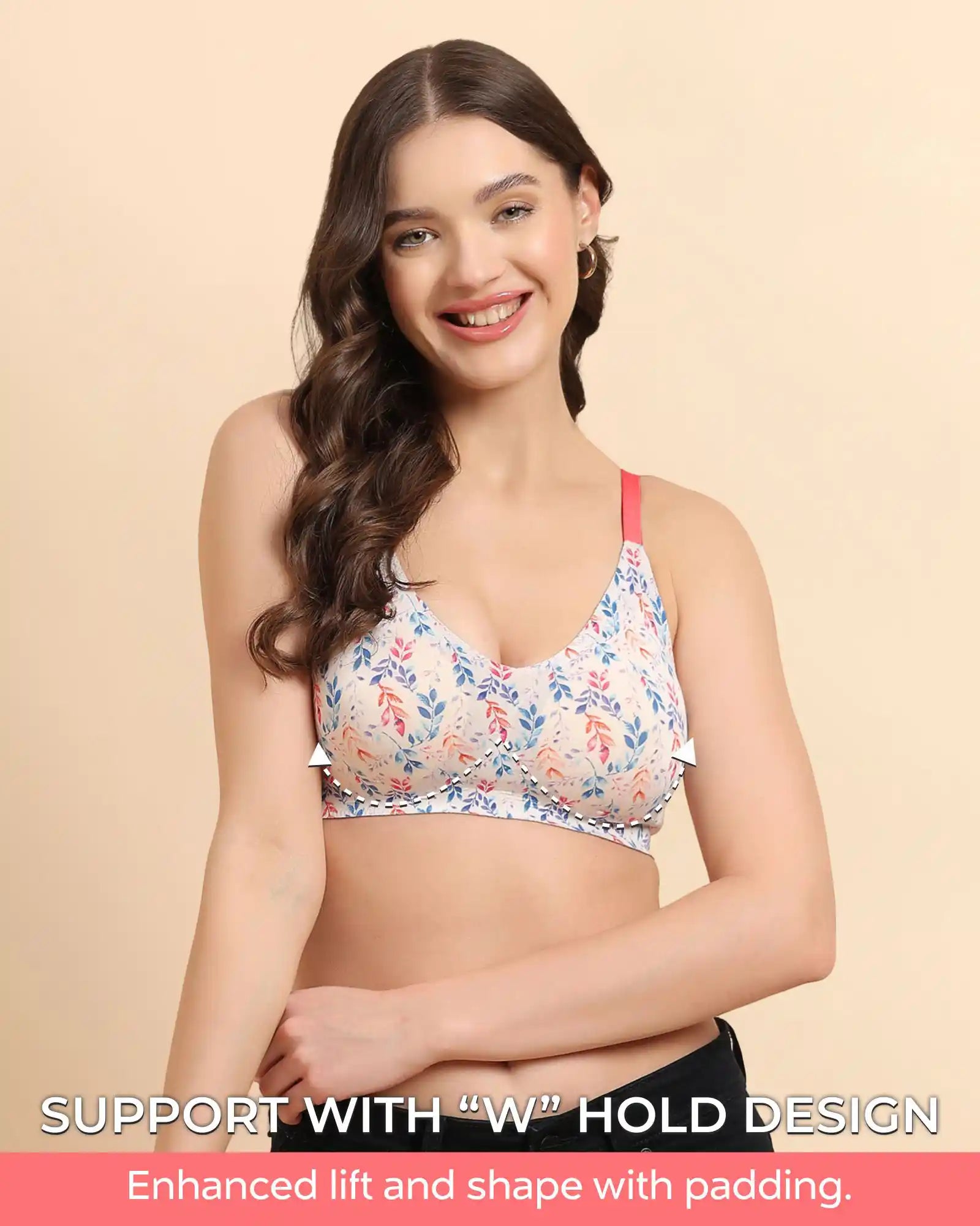 Swanz  Bonded Printed Full-Coverage Padded Bra (SB-68 PR)