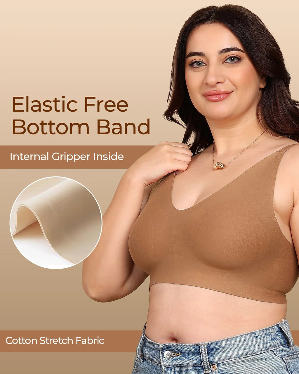 Swanz  Bonded Breathable Cotton Non-Padded Full-Coverage Bra with Hidden Concealer (SB-935)