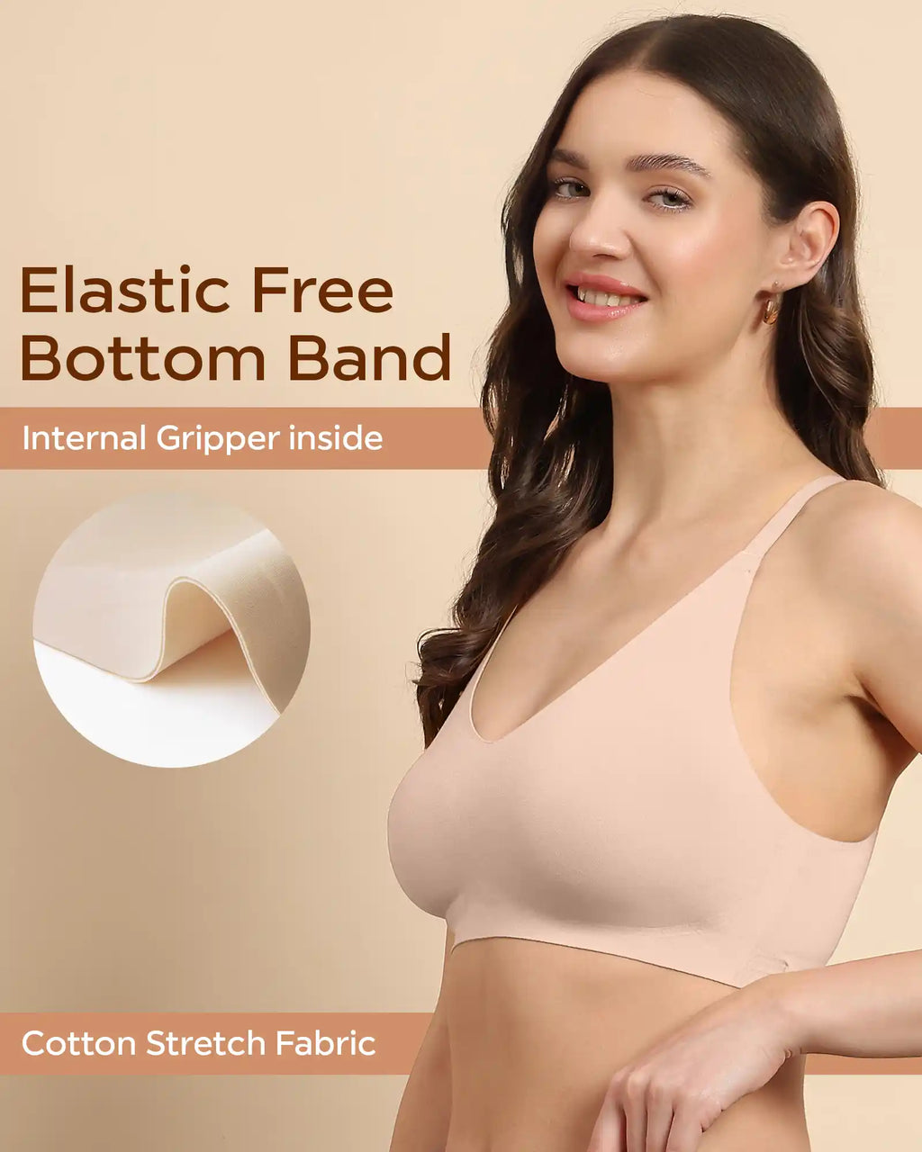 Swanz  Bonded Breathable Cotton Non-Padded Full-Coverage Bra with Hidden Concealer (SB-935)