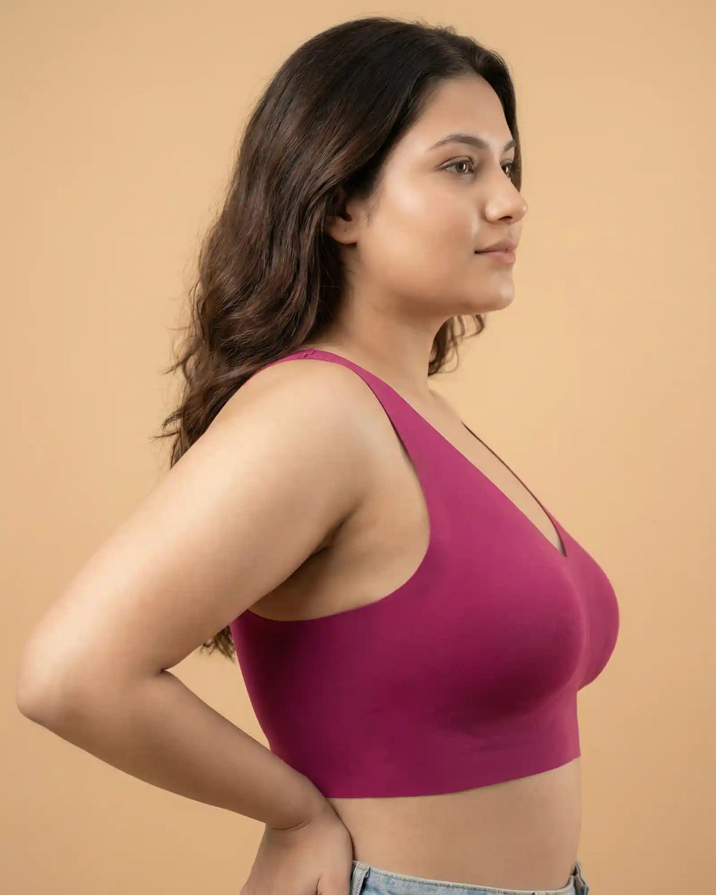 Cotton Non-Padded Full Coverage Bonded Bra (SB-935-Wine)