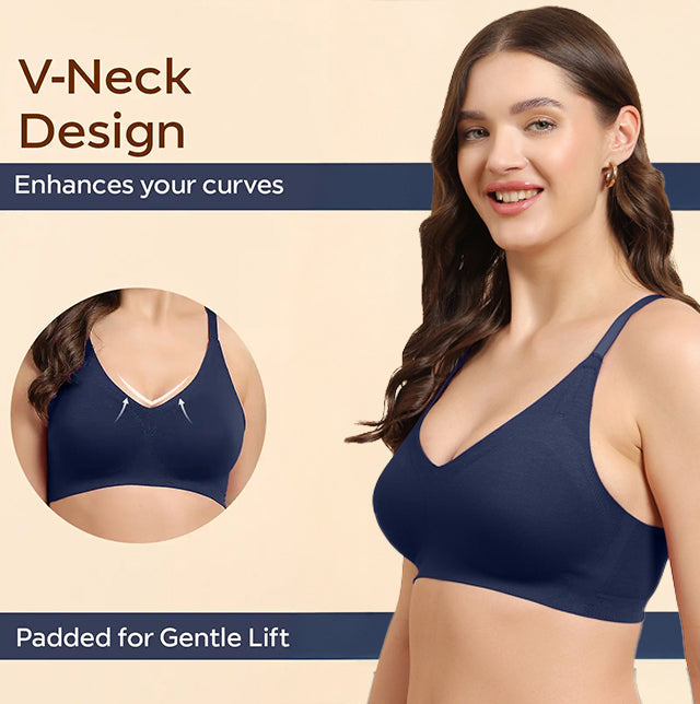 Swanz  Bonded Breathable Cotton Padded Full-Coverage Bra (SB-938)