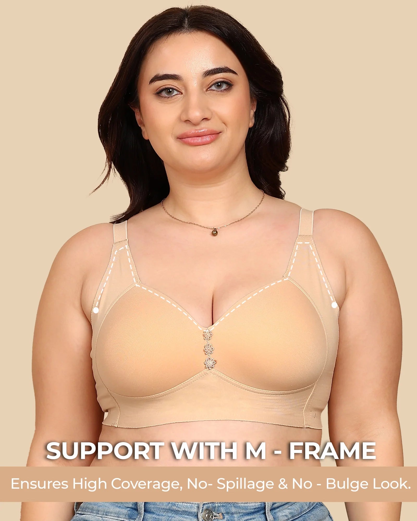 Swanz  Bonded Breathable Cotton Plus-Size Padded M-Frame Minimiser (SB-9203)