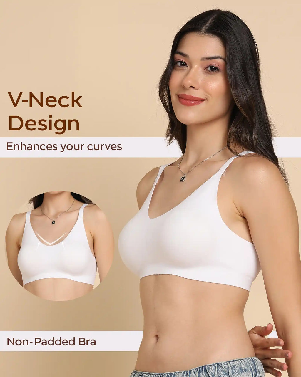 Swanz  Bonded Breathable Cotton Non-Padded Full-Coverage Bra with Hidden Concealer (SB-935-White)