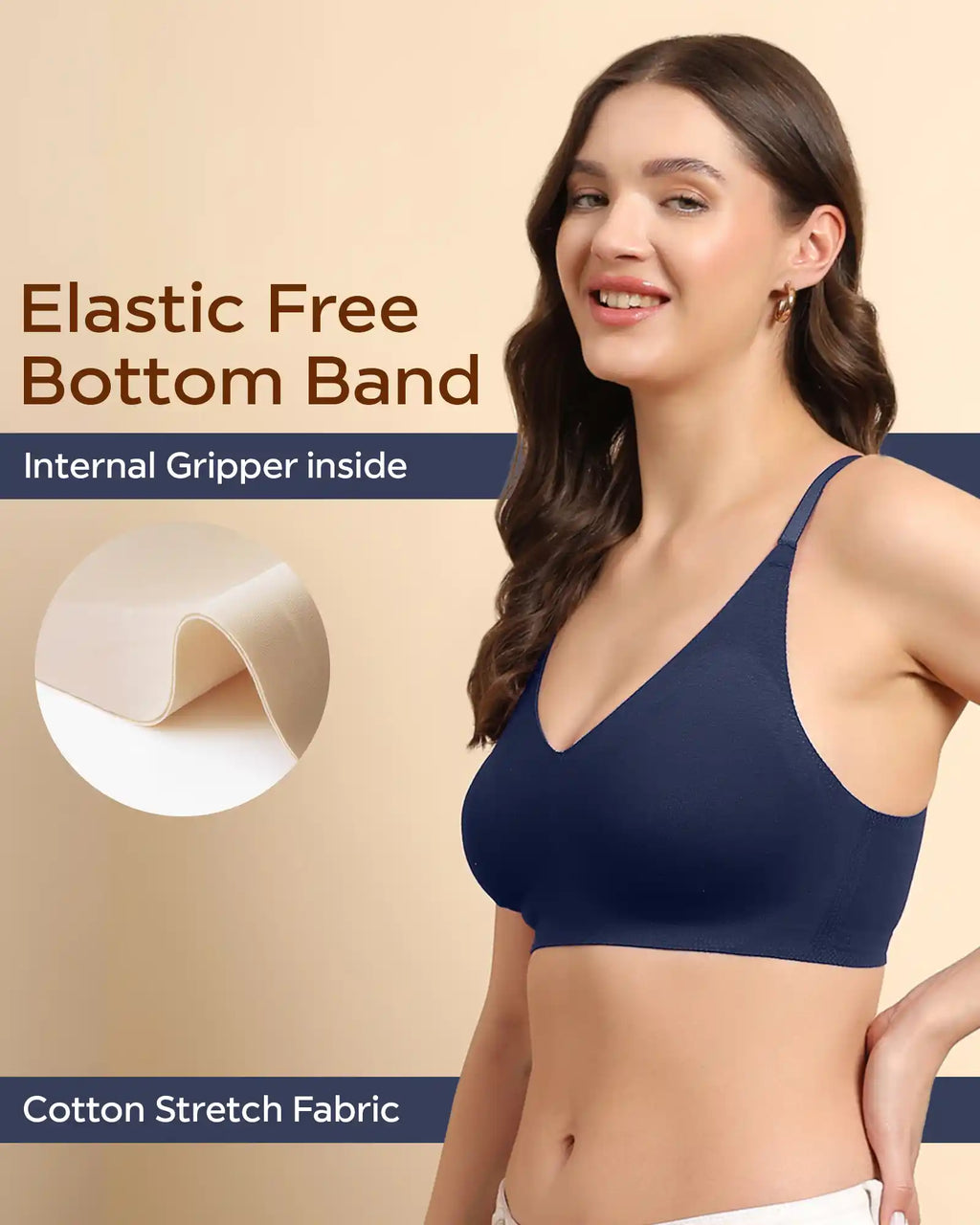 Swanz  Bonded Breathable Cotton Non-Padded Full-Coverage Bra with Hidden Concealer (SB-935)
