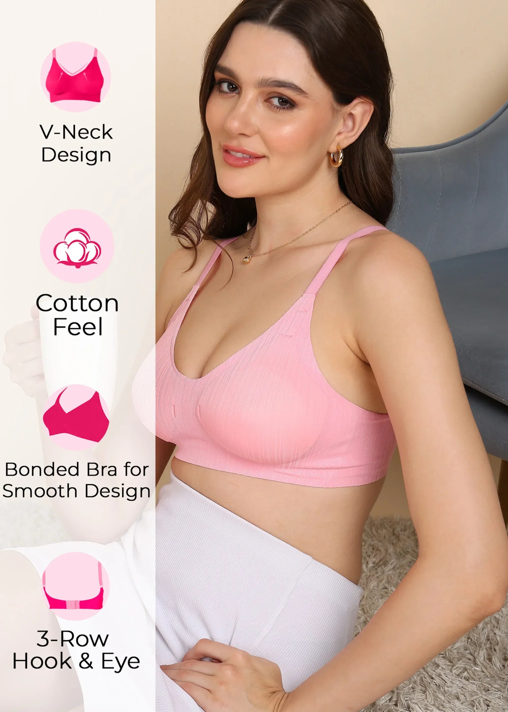 Swanz  Bonded Designer Fabric Padded Seamless Bra (SB-998)