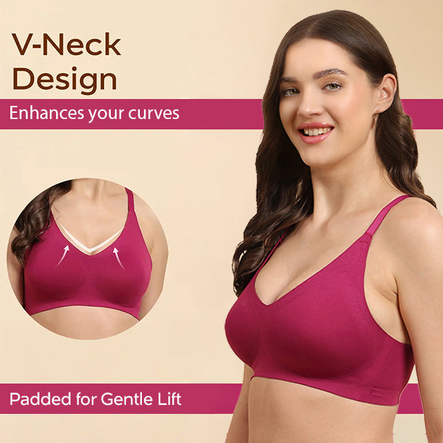 Swanz  Bonded Breathable Cotton Padded Full-Coverage Bra (SB-938)