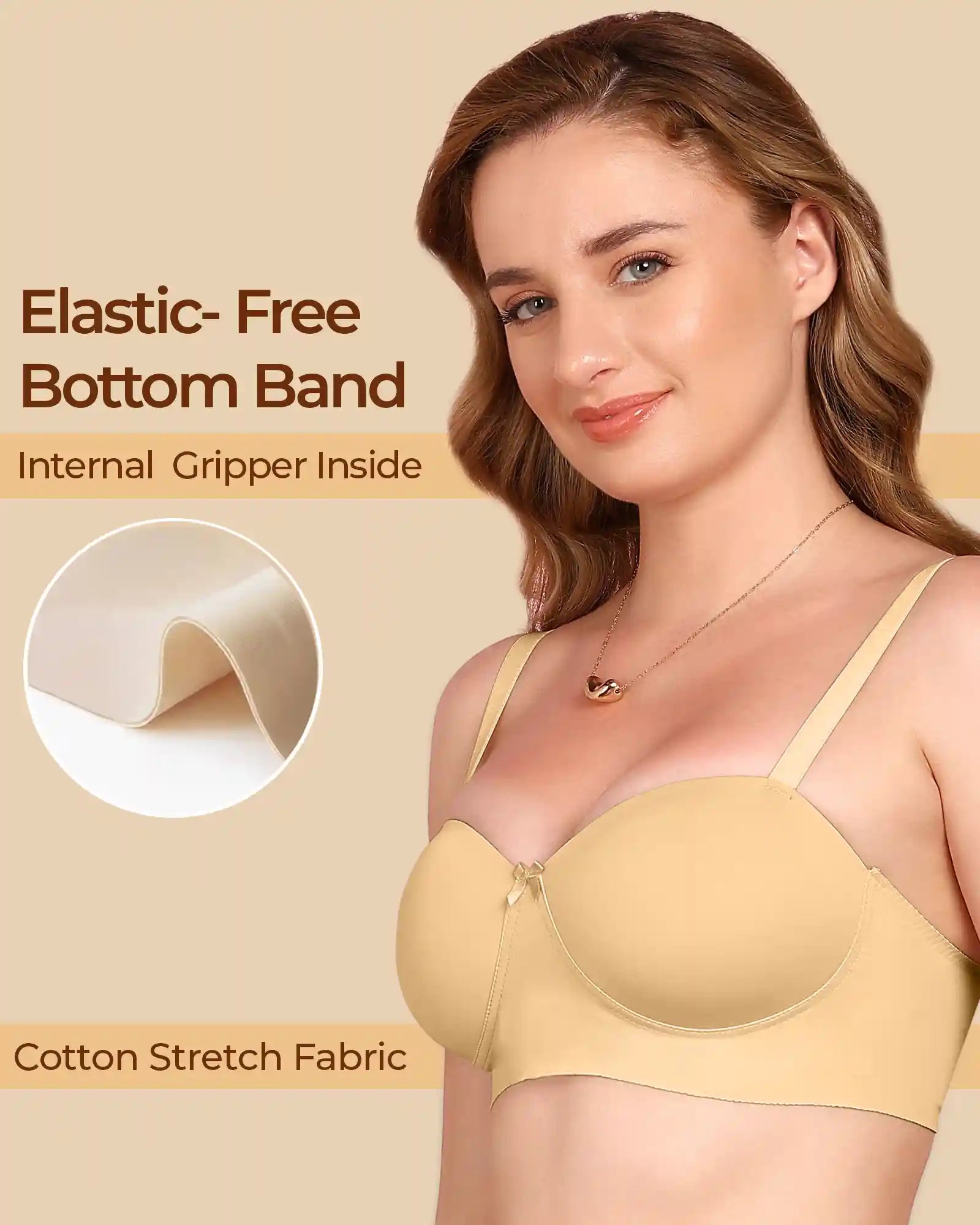 Swanz  Bonded Demi-Cup Padded Cotton Spandex Bra (SB-91012)