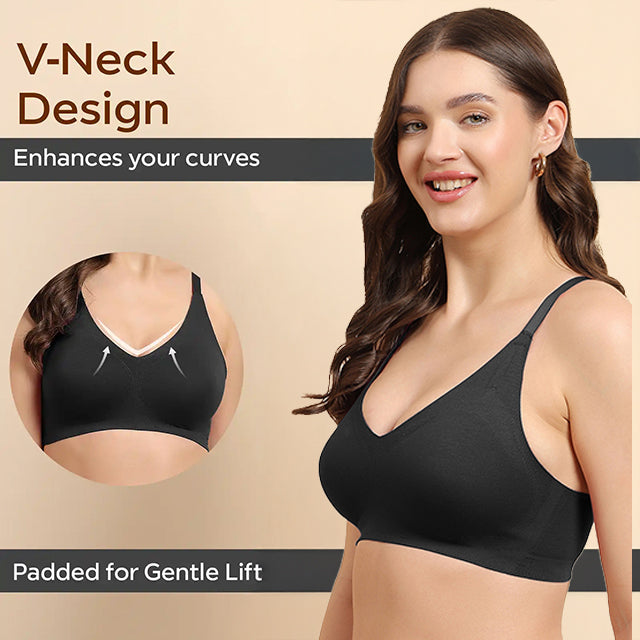 Swanz  Bonded Breathable Cotton Padded Full-Coverage Bra (SB-938)