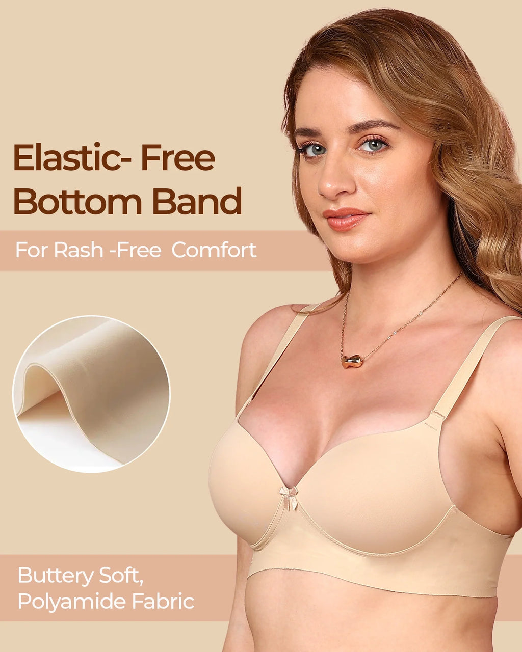 Swanz  Bonded Polyamide Push-Up 3/4 Coverage Maximiser Bra (Level 2 Padding) (SB-95107)