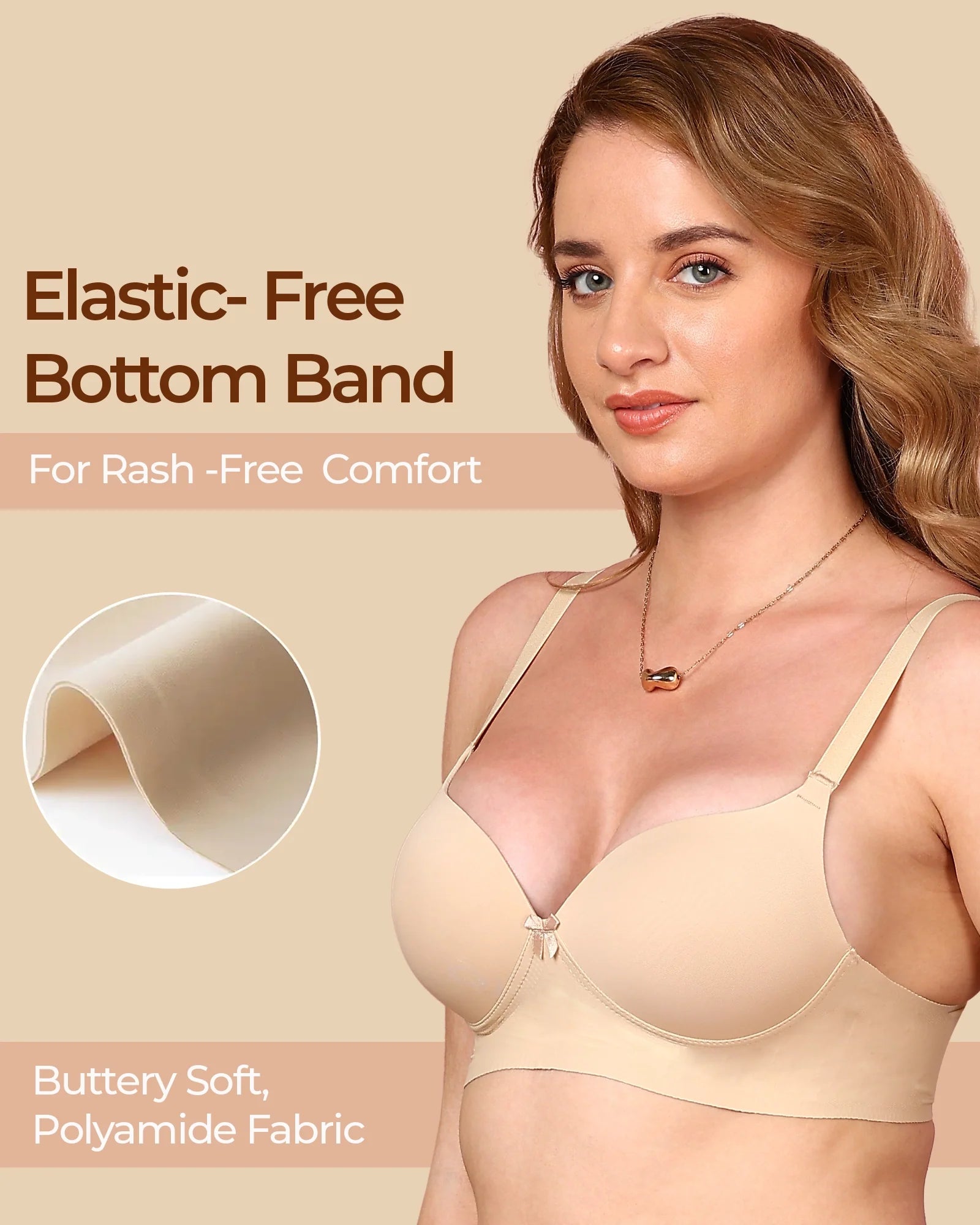 Swanz  Bonded Polyamide Push-Up 3/4 Coverage Maximiser Bra (Level 2 Padding) (SB-95107)