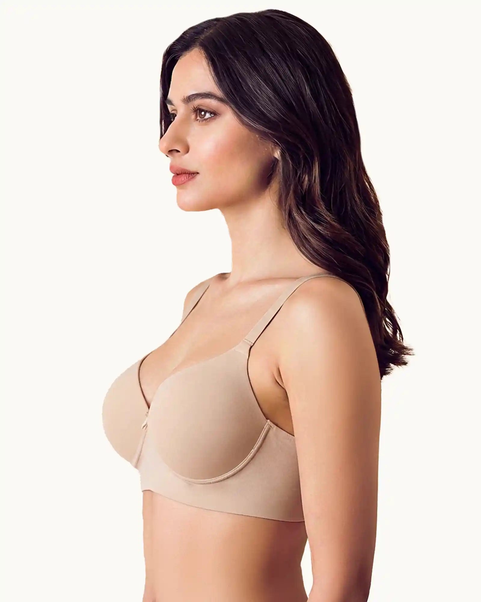 Cotton Non-wired Push-Up Bonded Bra (Level-3 Padding) with 3/4th Coverage (SB-93510) (Skin)
