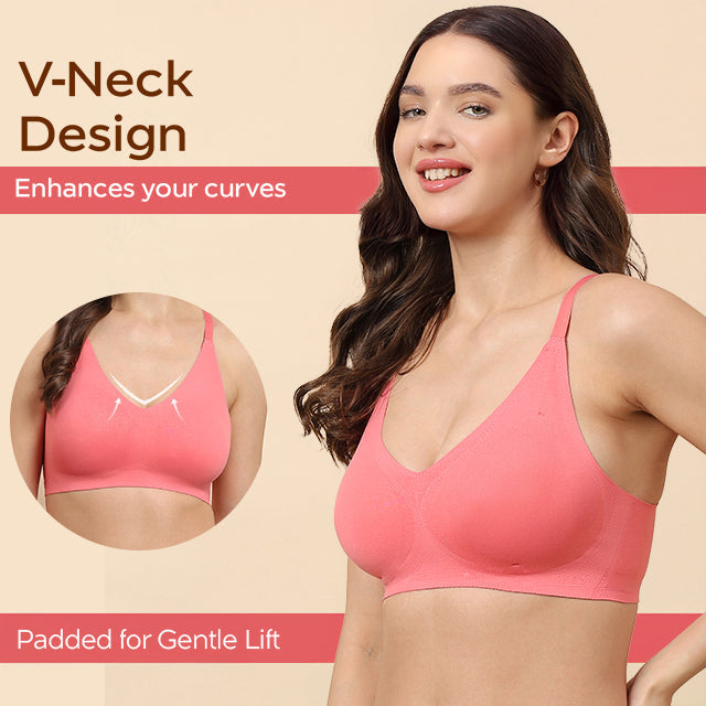 Swanz  Bonded Breathable Cotton Padded Full-Coverage Bra (SB-938)