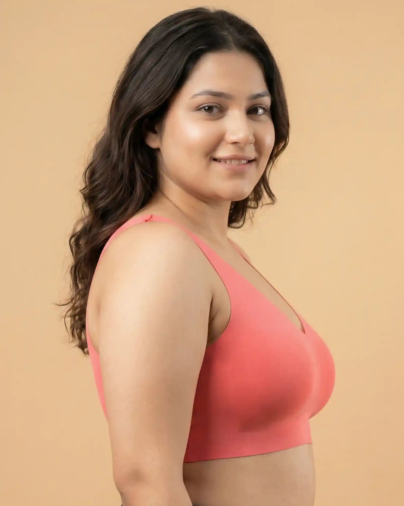 Cotton Non-Padded Full Coverage Bonded Bra (SB-935-Coral)