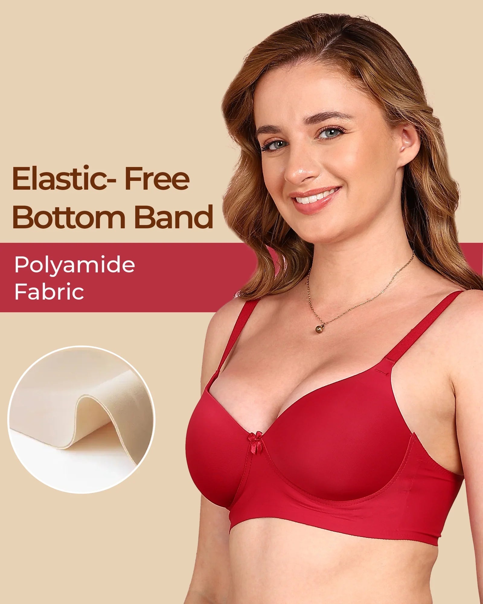 Swanz  Bonded Polyamide Lightly Padded Bra (Level 1 Padding) (SB-95991)