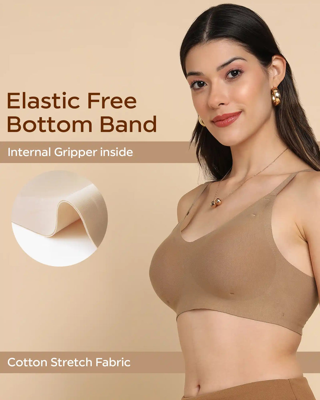 Swanz  Bonded Breathable Cotton Padded Full-Coverage Bra (SB-938-Fawn)