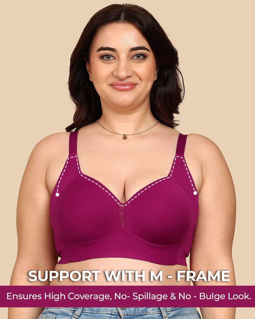 Swanz  Bonded Breathable Cotton Plus-Size Padded M-Frame Minimiser (SB-9203)