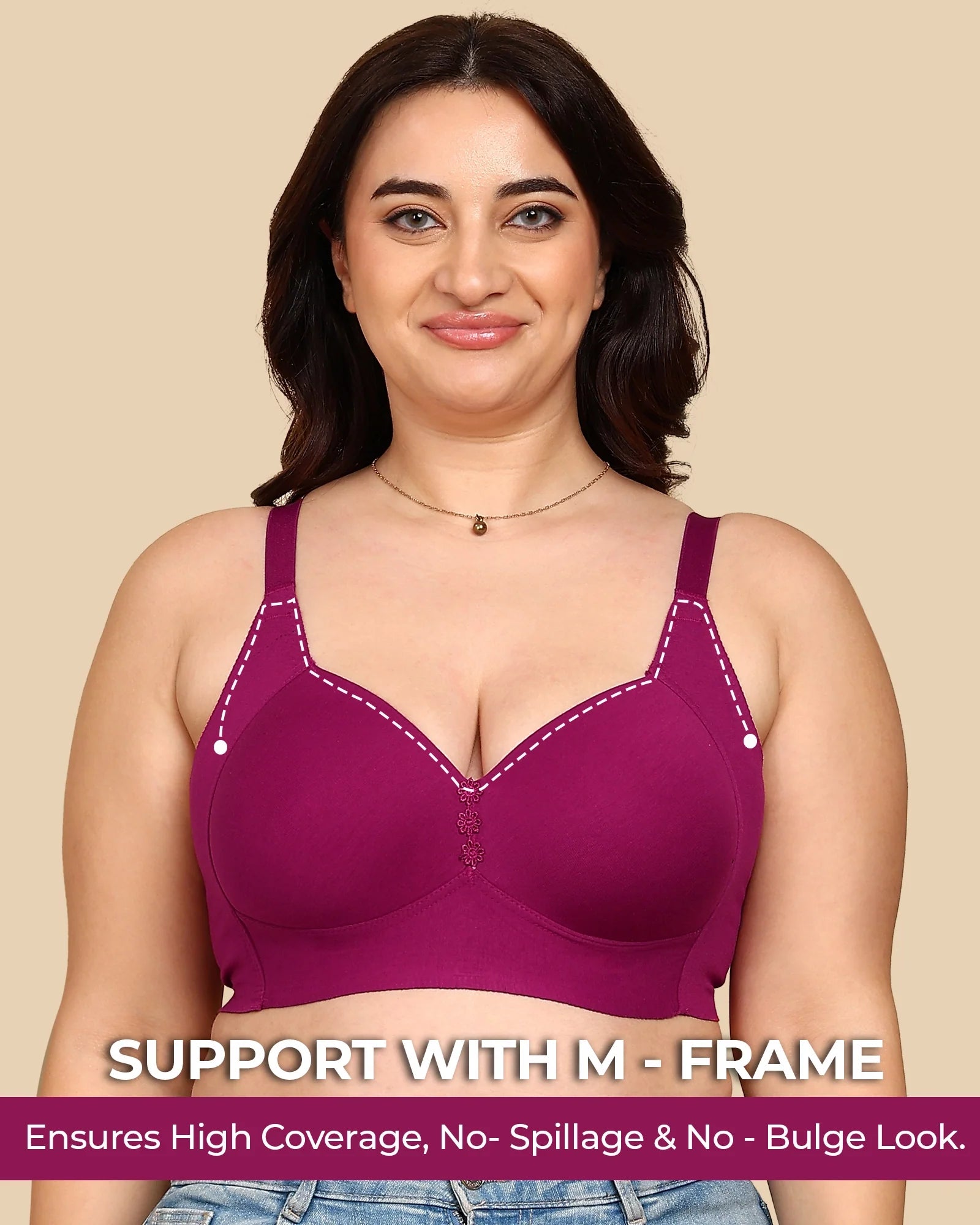 Swanz  Bonded Breathable Cotton Plus-Size Padded M-Frame Minimiser (SB-9203)