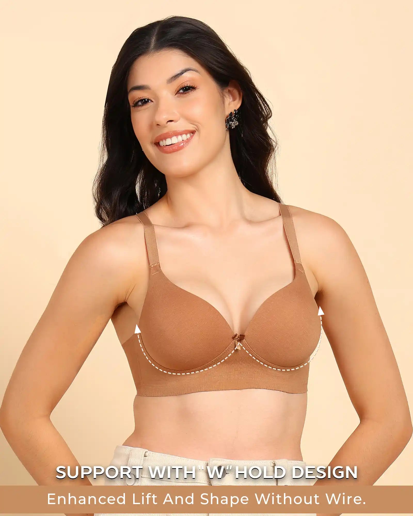 Swanz  Bonded Breathable Cotton Push-Up 3/4-Coverage Bra (Level 3 Padding) (SB-93510)