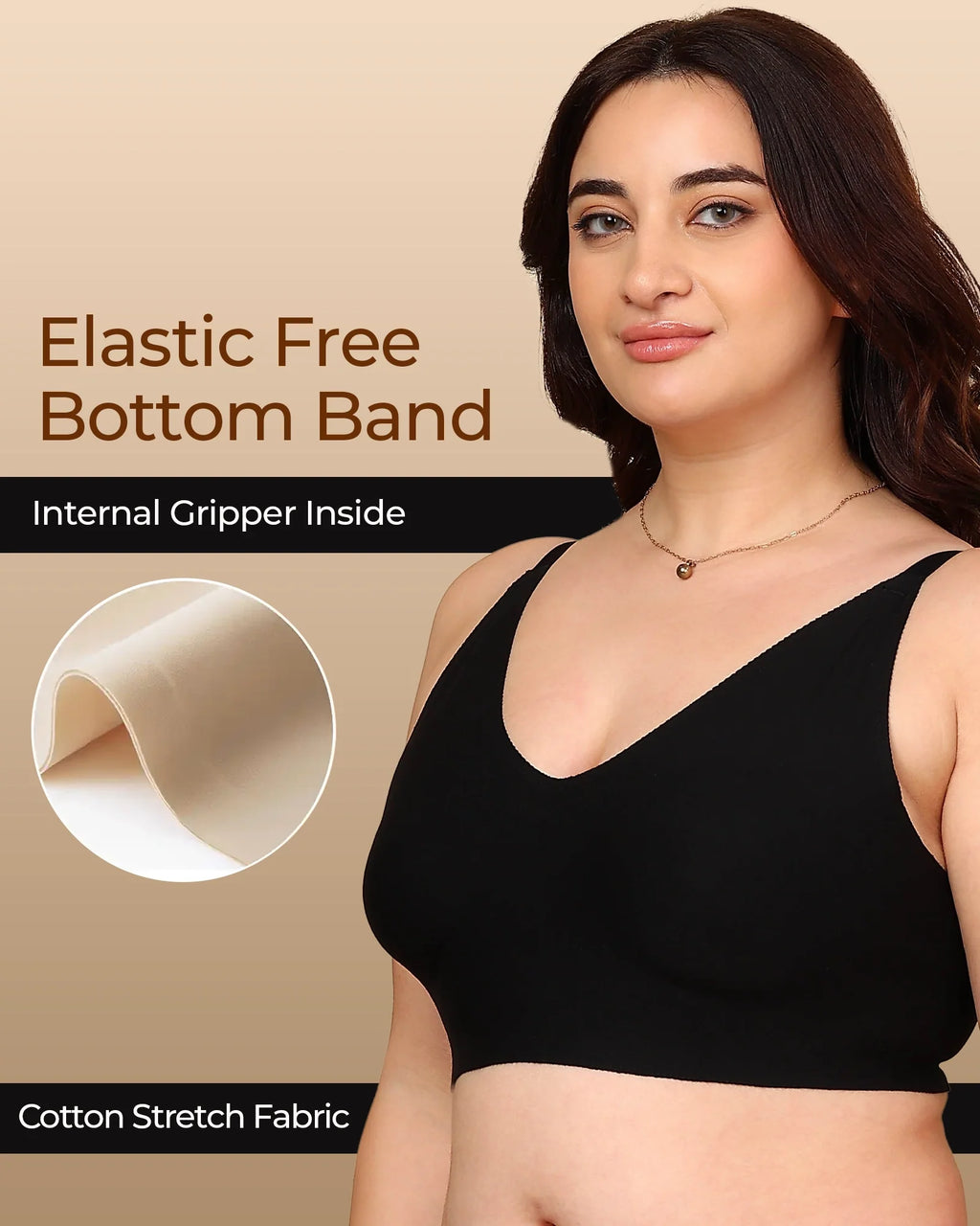 Swanz  Bonded Breathable Cotton Non-Padded Full-Coverage Bra with Hidden Concealer (SB-935)