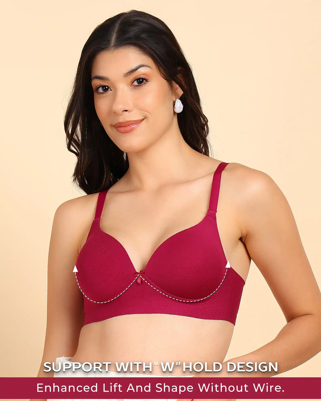 Swanz  Bonded Breathable Cotton Push-Up 3/4-Coverage Maximiser Bra (Level 2 Padding) (SB-97015)
