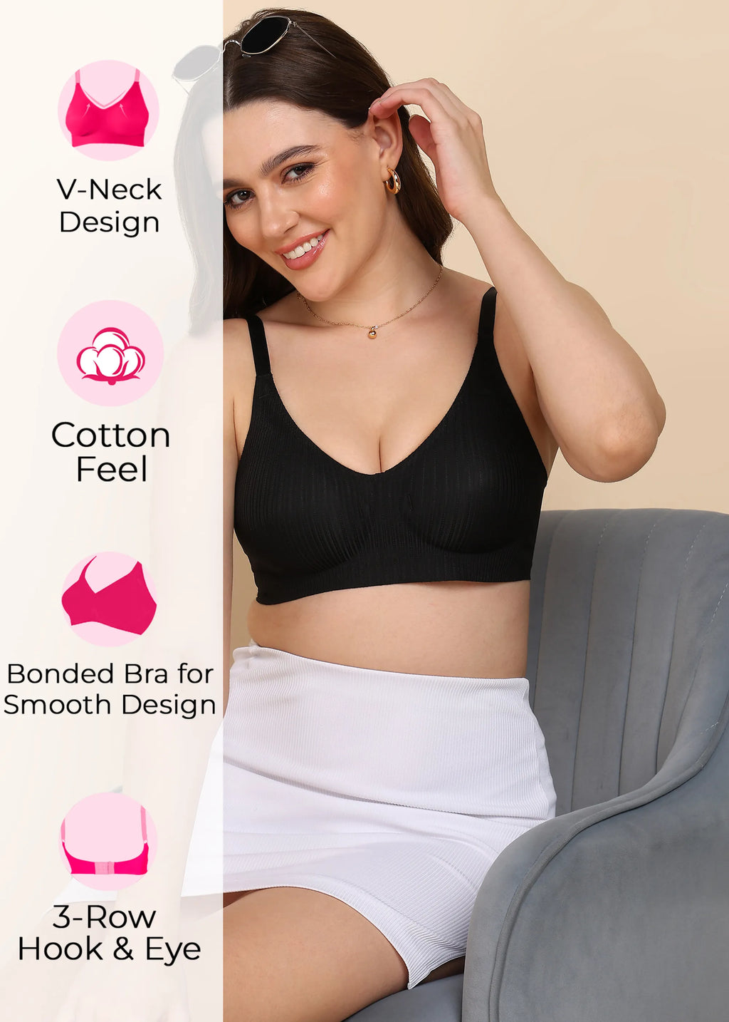 Swanz  Bonded Designer Fabric Padded Seamless Bra (SB-998)