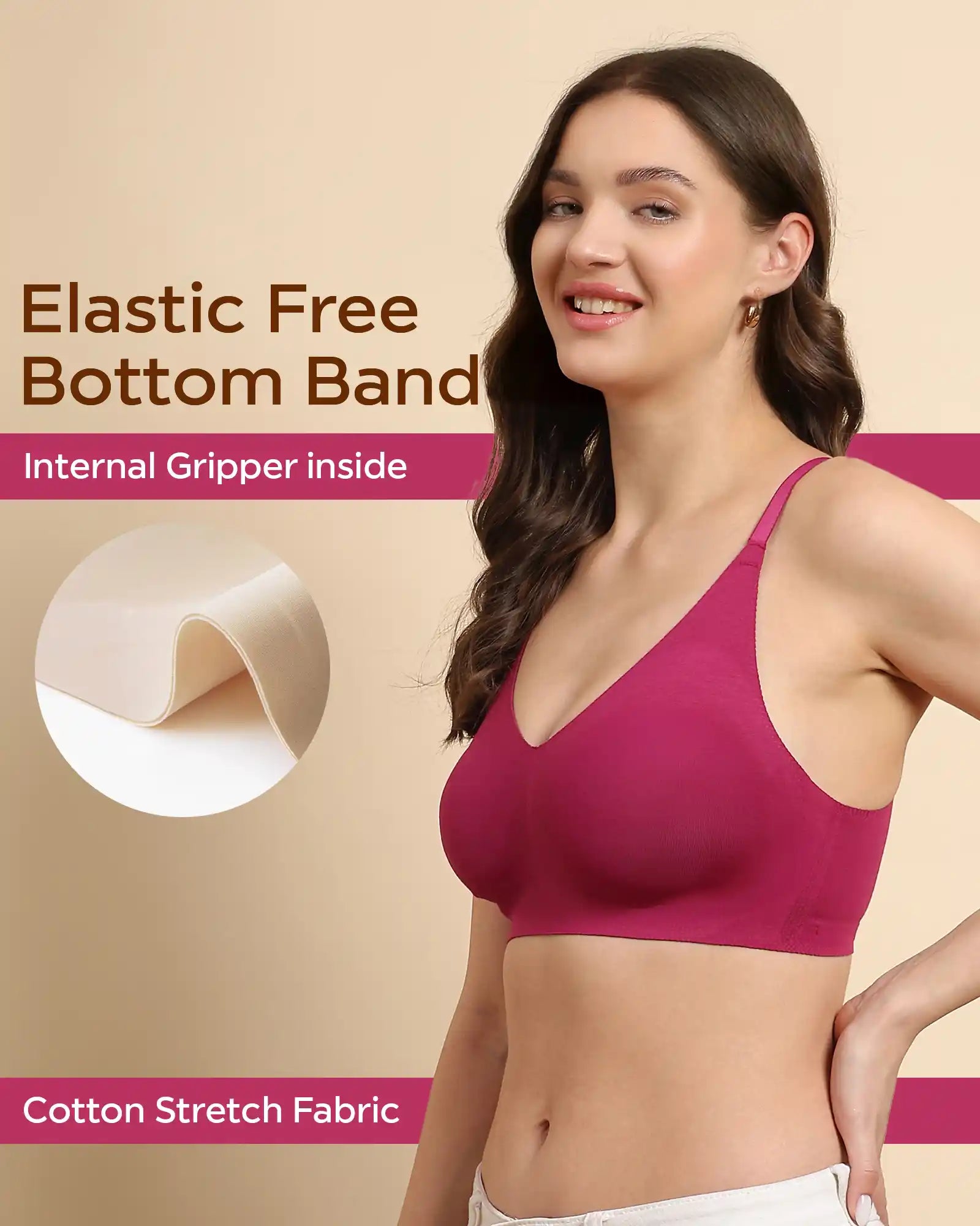 Swanz  Bonded Breathable Cotton Non-Padded Full-Coverage Bra with Hidden Concealer (SB-935)