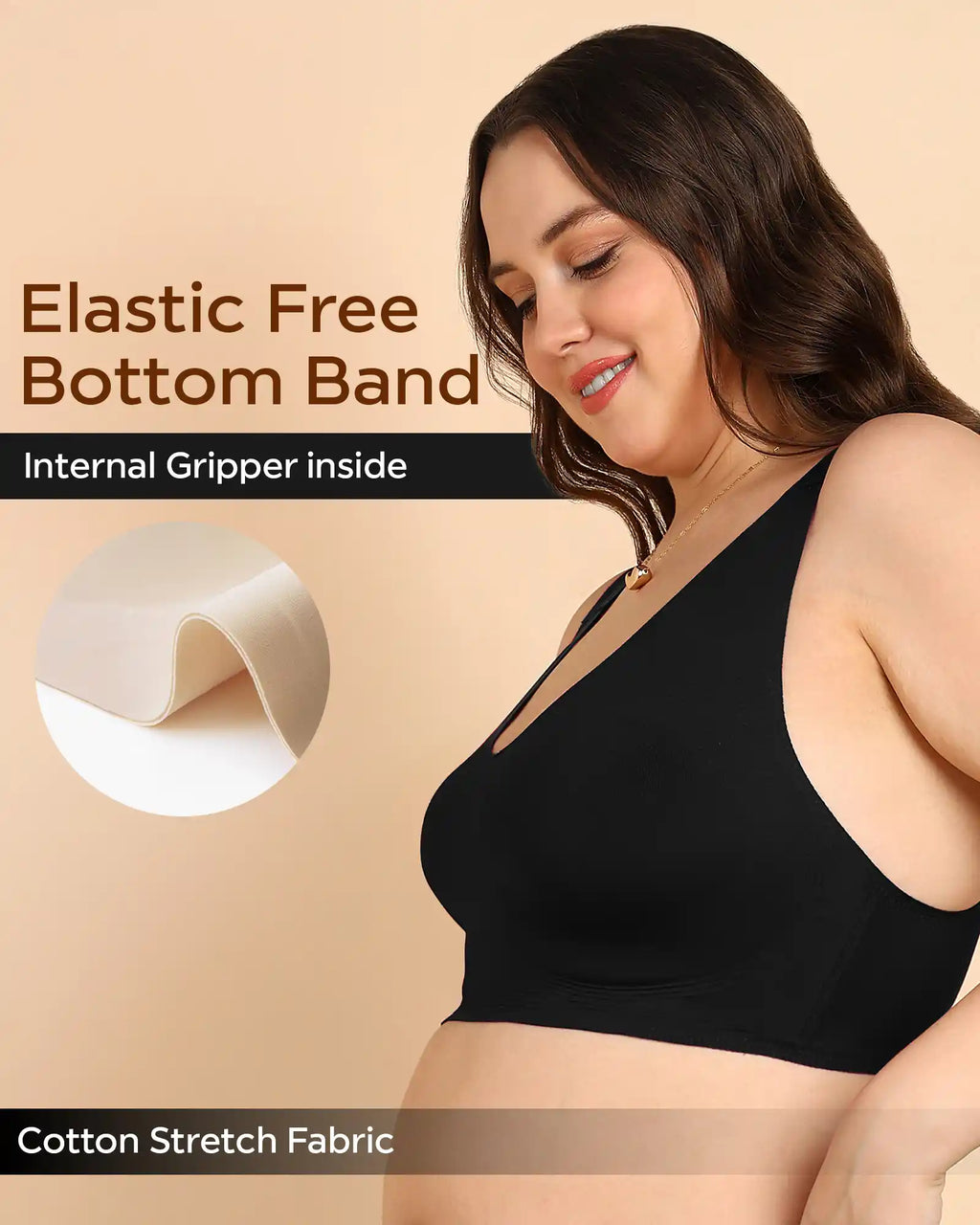 Swanz  Bonded Breathable Cotton Plus-Size Full-Coverage Bra with Hidden Concealer (SB-915-Black)