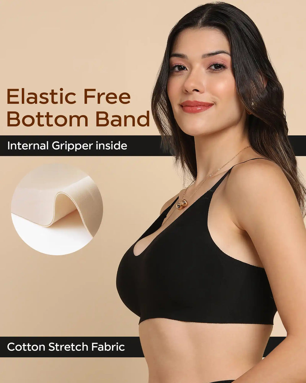 Swanz  Bonded Breathable Cotton Padded Full-Coverage Bra (SB-938-Black)