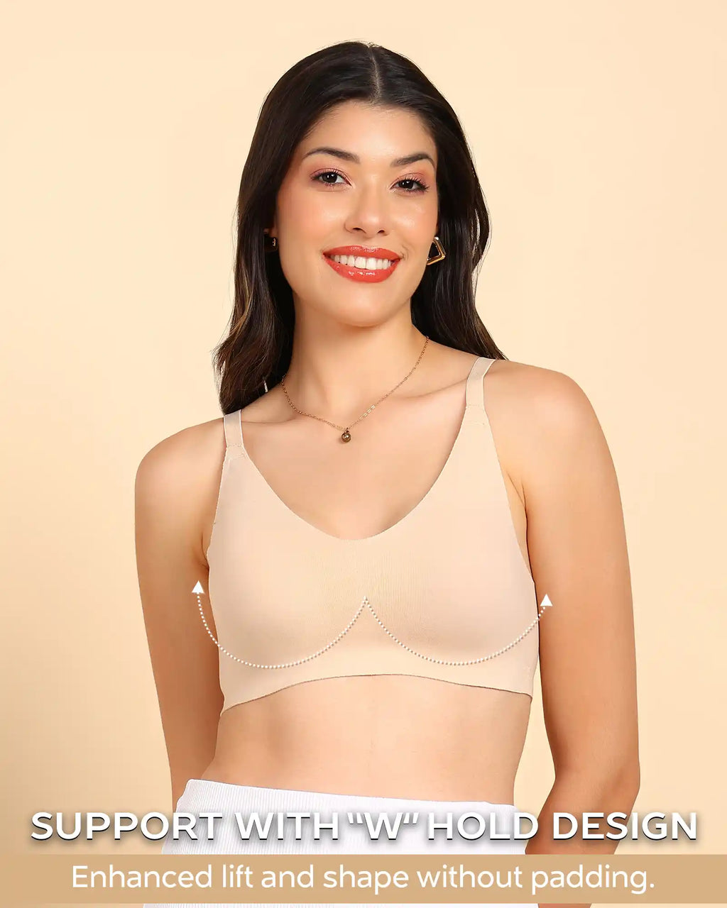 Swanz  Bonded Breathable Cotton Non-Padded Full-Coverage Bra with Hidden Concealer (SB-935-Skin)