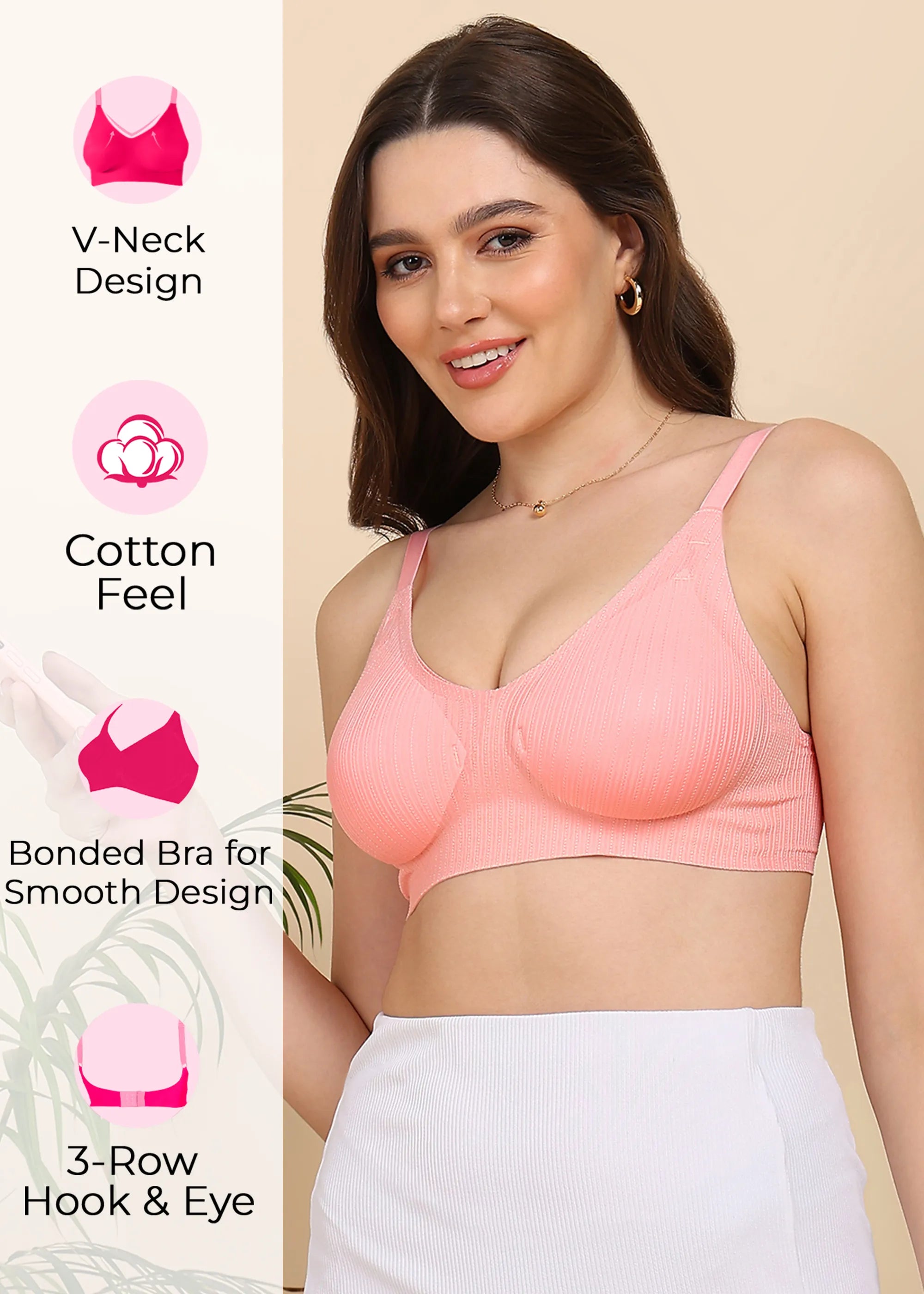Swanz  Bonded Designer Fabric Padded Seamless Bra (SB-998)