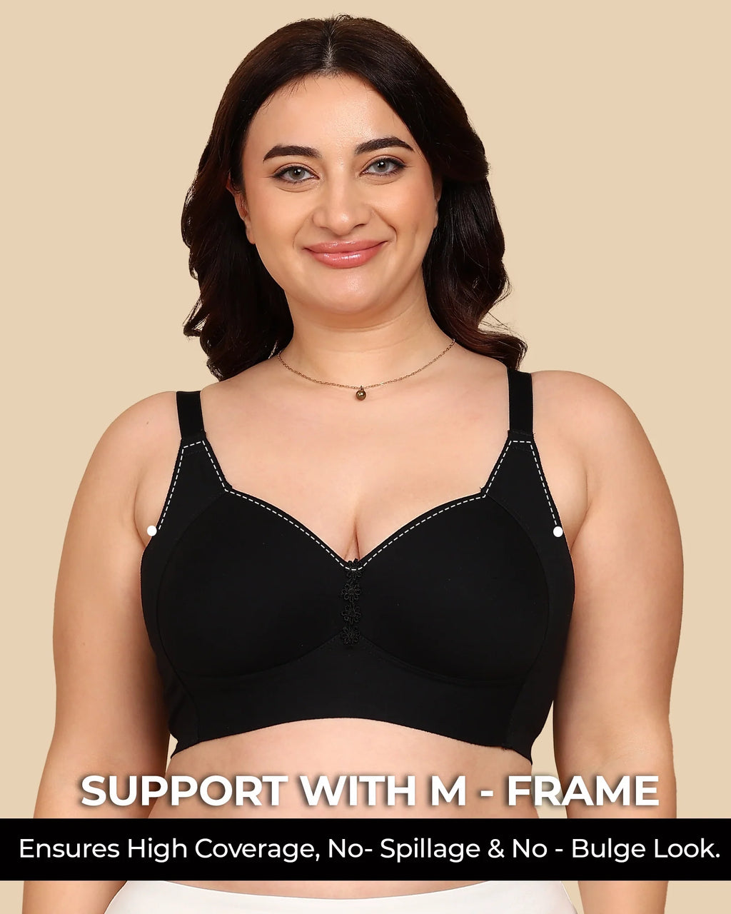 Swanz  Bonded Breathable Cotton Plus-Size Padded M-Frame Minimiser (SB-9203)