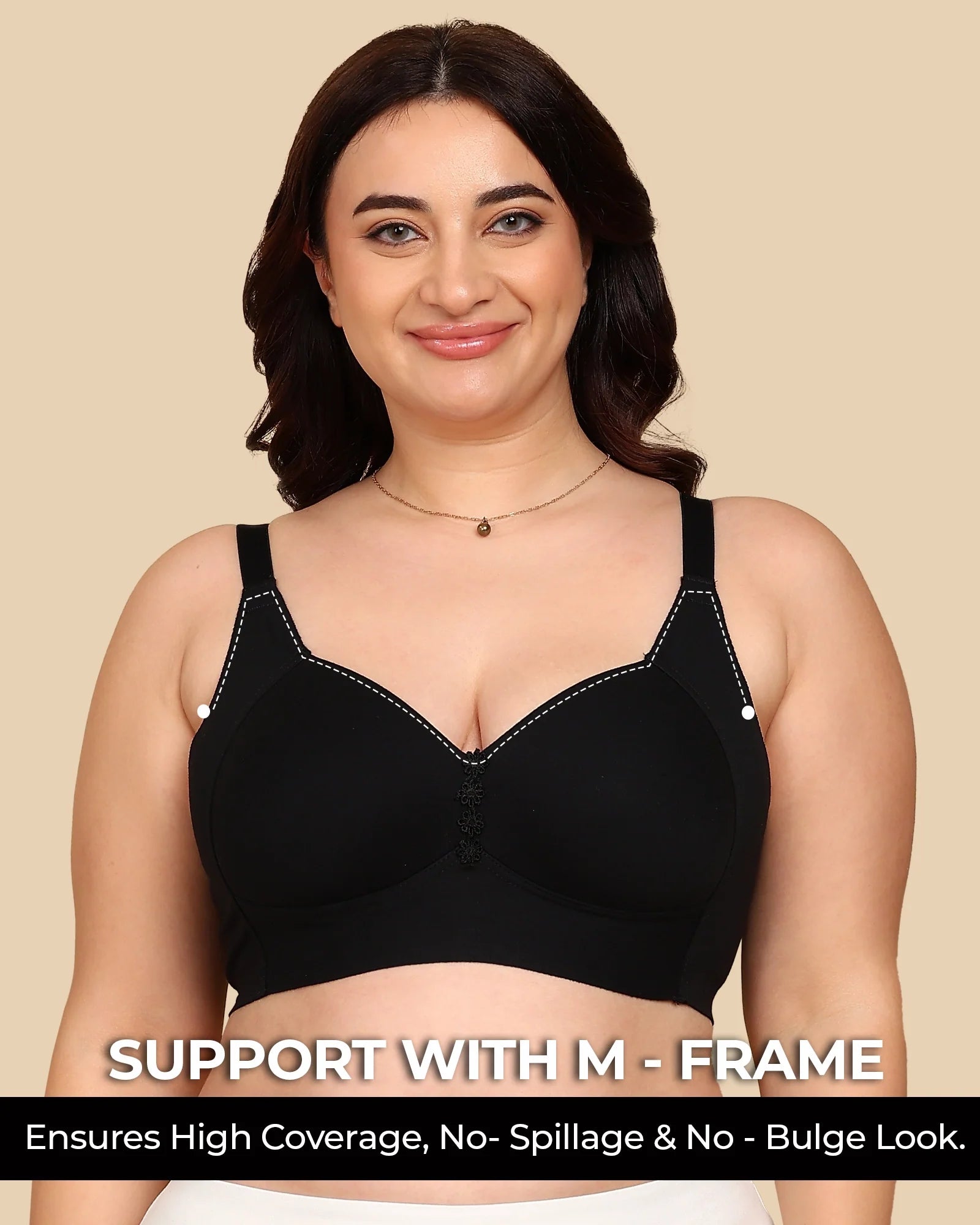 Swanz  Bonded Breathable Cotton Plus-Size Padded M-Frame Minimiser (SB-9203)