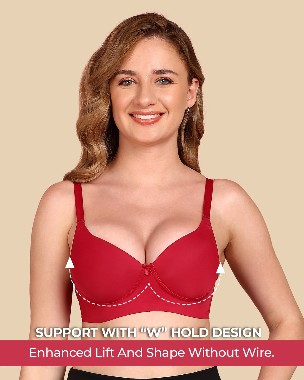 Swanz  Bonded Breathable Cotton Push-Up 3/4-Coverage Bra (Level 3 Padding) (SB-93510)