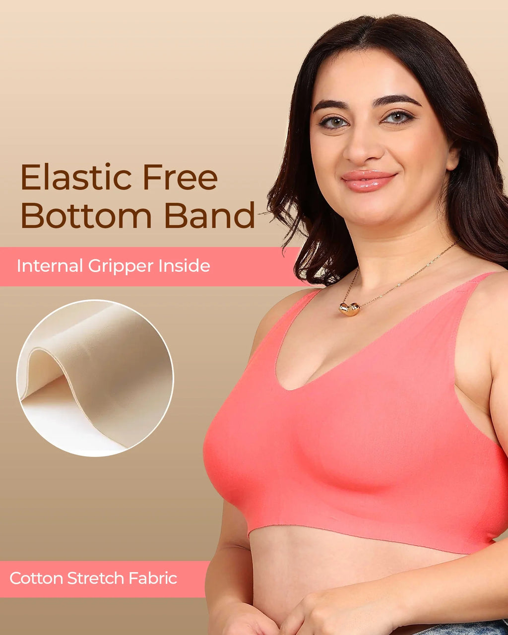 Swanz  Bonded Breathable Cotton Non-Padded Full-Coverage Bra with Hidden Concealer (SB-935)