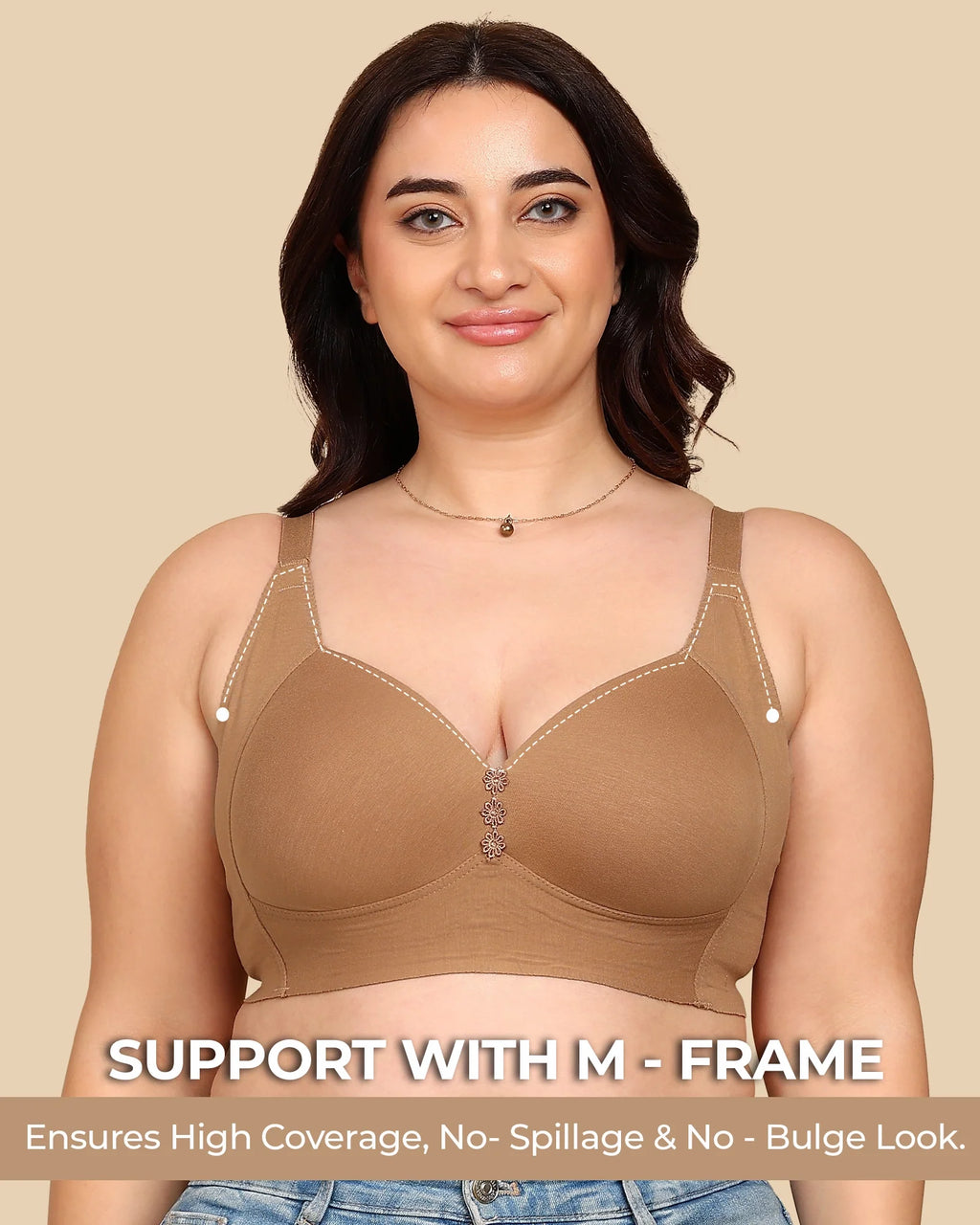 Swanz  Bonded Breathable Cotton Plus-Size Padded M-Frame Minimiser (SB-9203)