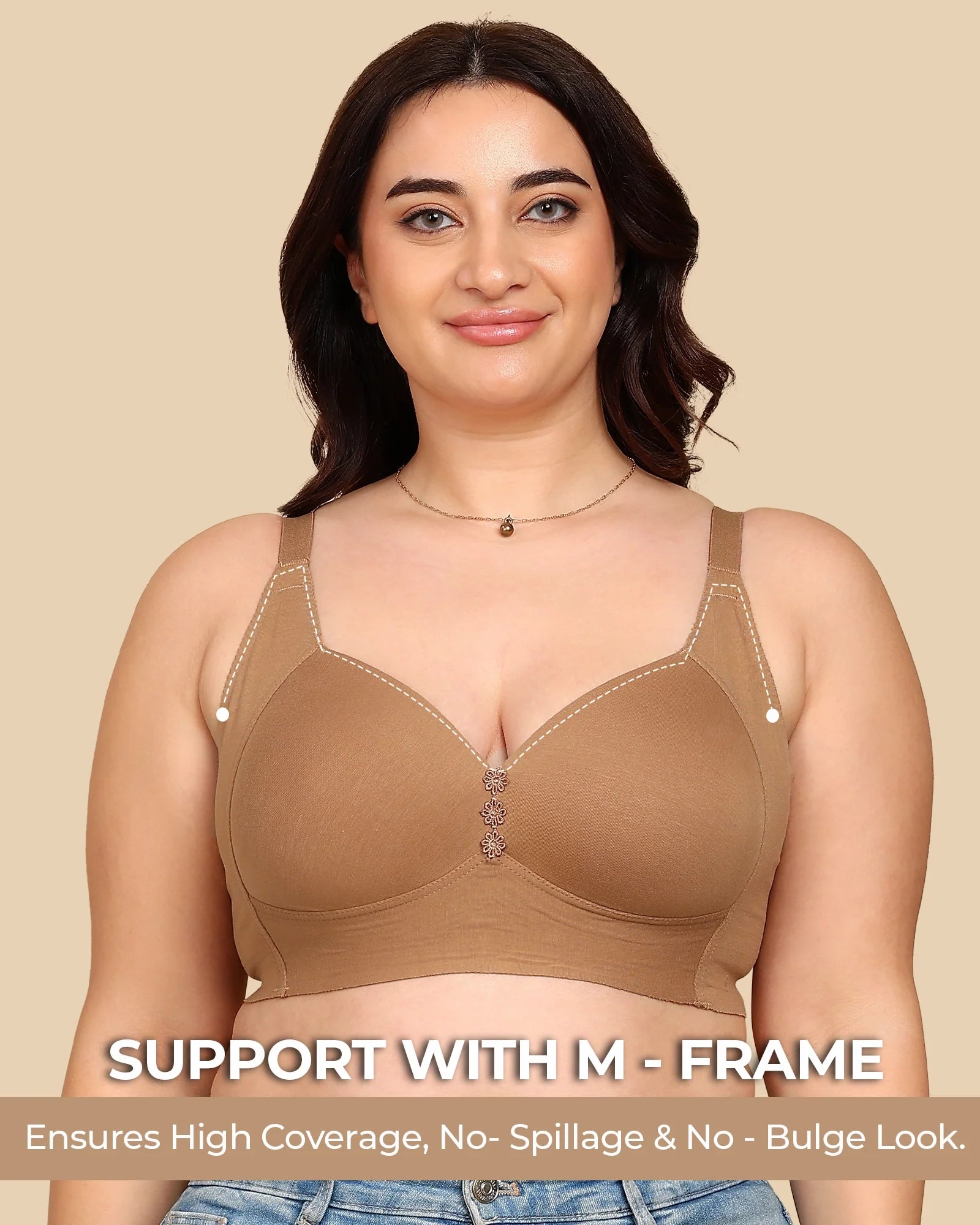 Swanz  Bonded Breathable Cotton Plus-Size Padded M-Frame Minimiser (SB-9203)