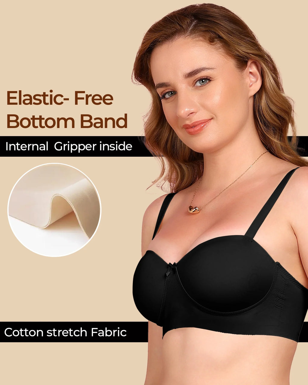 Swanz  Bonded Demi-Cup Padded Cotton Spandex Bra (SB-91012)
