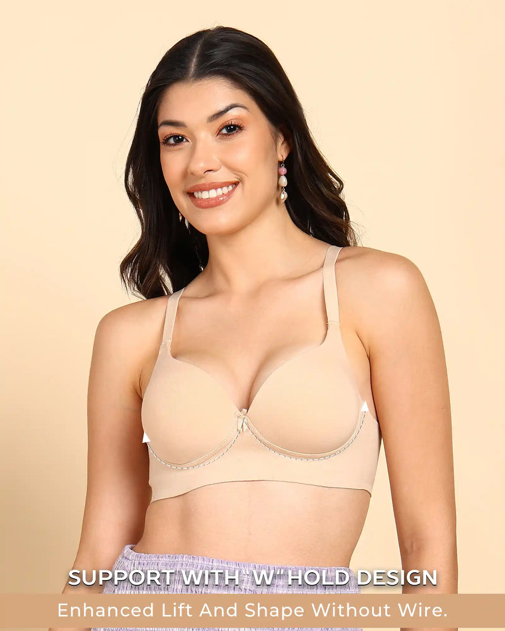 Swanz  Bonded Breathable Cotton Push-Up 3/4-Coverage Maximiser Bra (Level 2 Padding) (SB-97015)