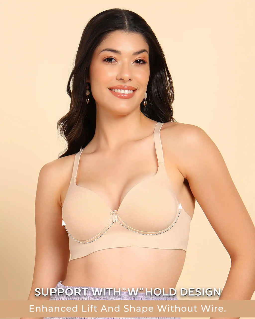 Swanz  Bonded Breathable Cotton Push-Up 3/4-Coverage Bra (Level 3 Padding) (SB-93510)