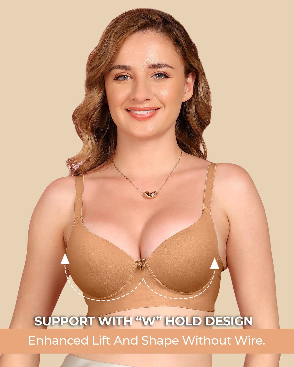 Swanz  Bonded Breathable Cotton Push-Up 3/4-Coverage Bra (Level 3 Padding) (SB-93510)