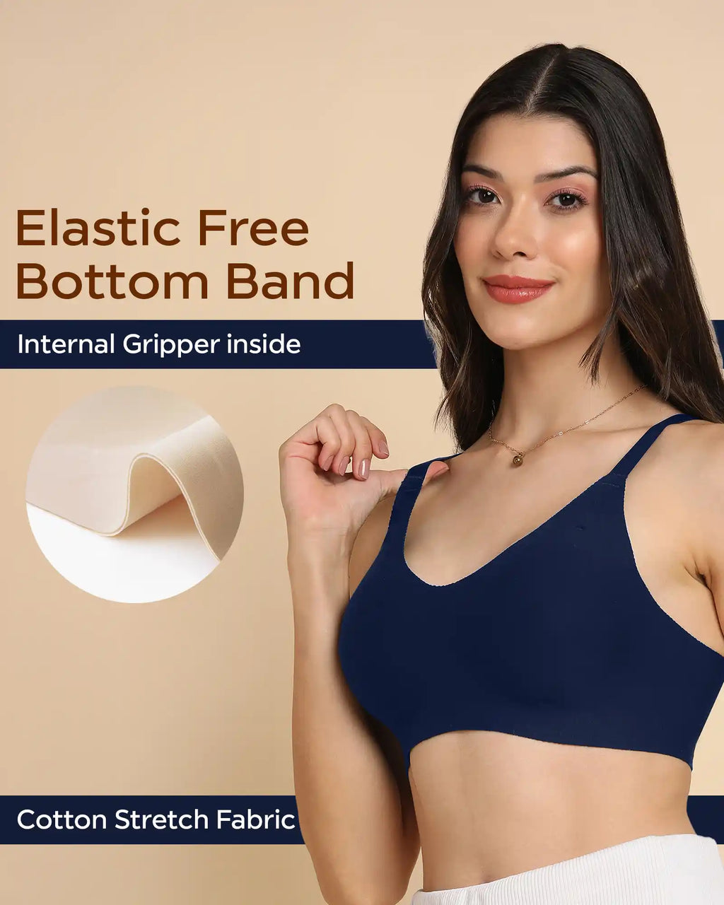 Swanz  Bonded Breathable Cotton Padded Full-Coverage Bra (SB-938-Navy)