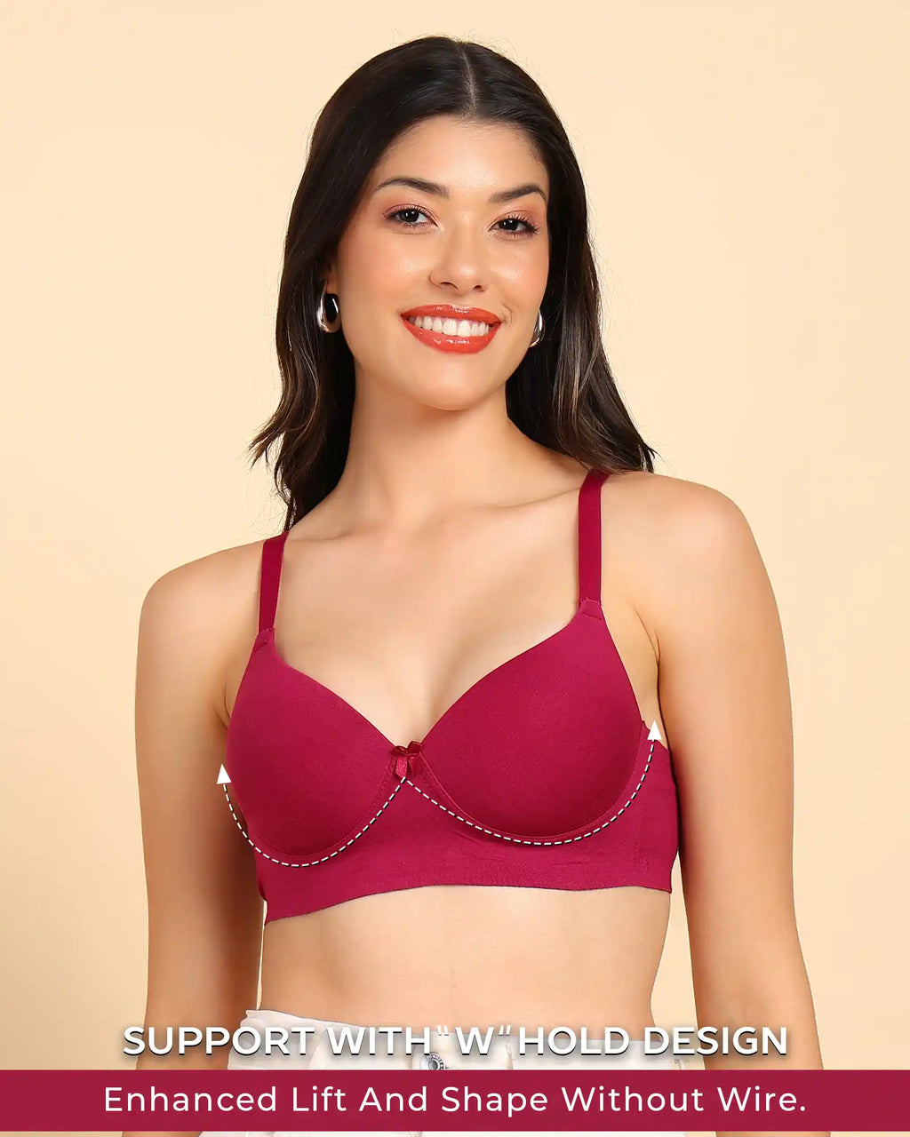 Swanz  Bonded Breathable Cotton Push-Up 3/4-Coverage Bra (Level 3 Padding) (SB-93510)
